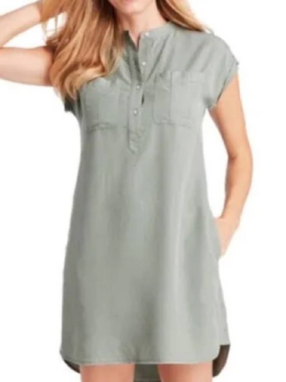 Vineyard Vines Sage Green Button-Front Tunic